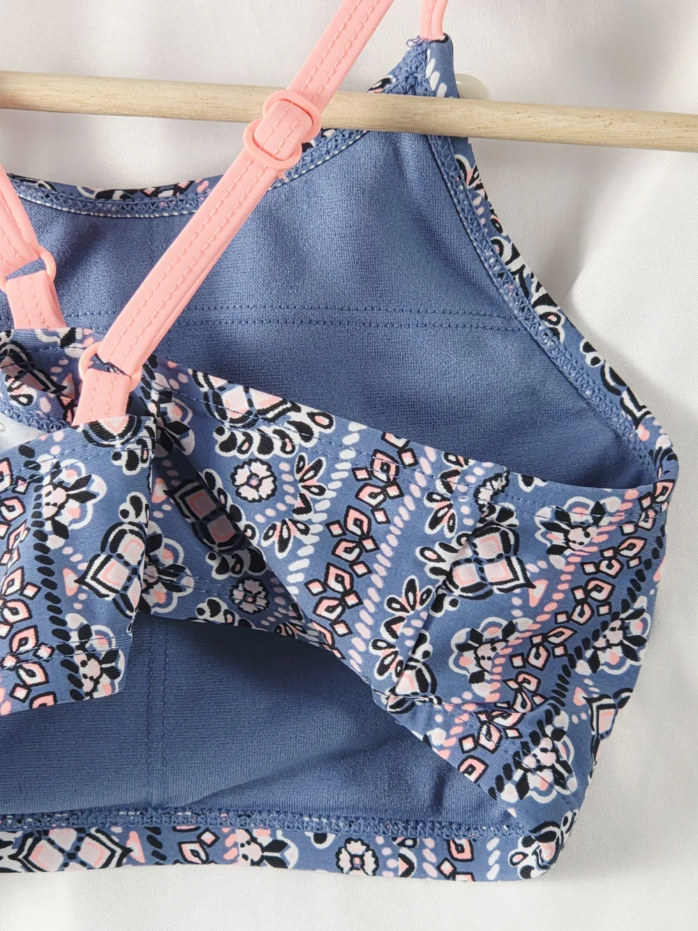 Justice Girls Blue & Pink Patterned Swimsuit Tank Top Size 10